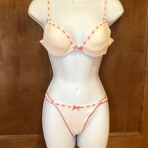 VS white with red gingham cotton bra and panty set